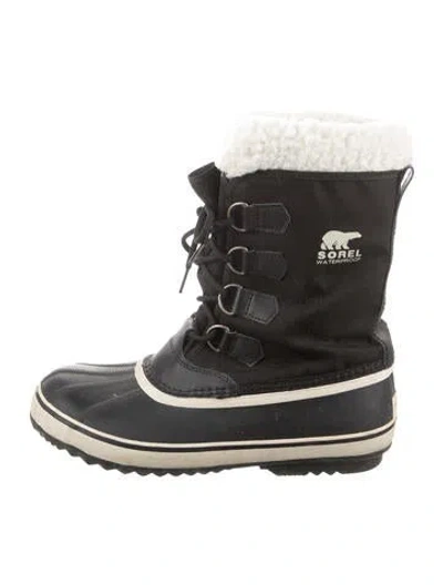 Pre-owned Sorel Canvas Snow Boots In Black