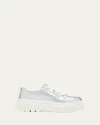 Sorel Caribou Leather Chunky Sneakers In Sea Salt Luminous Lime