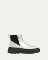 Sorel Caribou Leather Winter Chelsea Booties In Silver