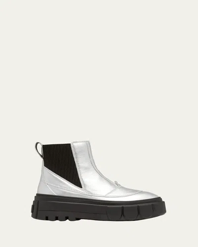 Sorel Caribou Leather Winter Chelsea Booties In Silver