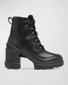 Sorel Caribou X Waterproof Lace-up Block Heel Bootie In Black, Black