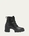 Sorel Caribou X Waterproof Lace-up Block Heel Bootie In Black / Black