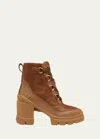 Sorel Caribou X Waterproof Lace-up Block Heel Bootie In Velvet Tan Tobacc