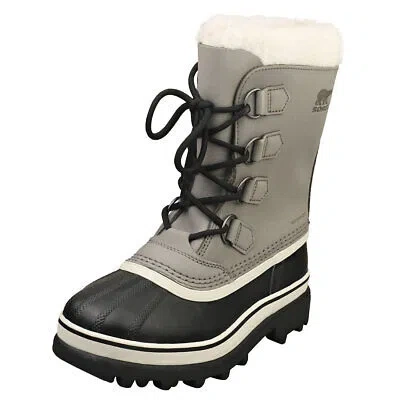 Pre-owned Sorel Caribou Waterproof Womens Stone Ankle Boots - 6 Us In Gray