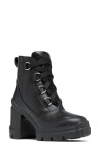 Sorel Caribou X Waterproof Lace-up Block Heel Bootie In Black/black