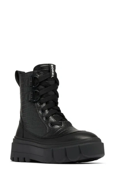 Sorel Caribou X Waterproof Leather Lace-up Boot In Black/ Black
