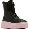 Sorel Caribou X Waterproof Leather Lace-up Boot In Black/vintage Pink