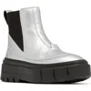 Sorel Caribou Leather Winter Chelsea Booties In Pure Silver/black