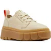 Sorel Caribou Leather Chunky Sneakers In Bleached Ceramic/gum 16