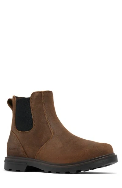 Sorel Carson Waterproof Chelsea Boot In Tobacco/ Black