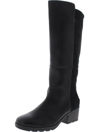 Sorel Cate Tall Womens Leather Pull On Knee-high Boots In Black