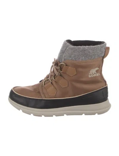 Pre-owned Sorel Colorblock Pattern Lace-up Boots In Brown