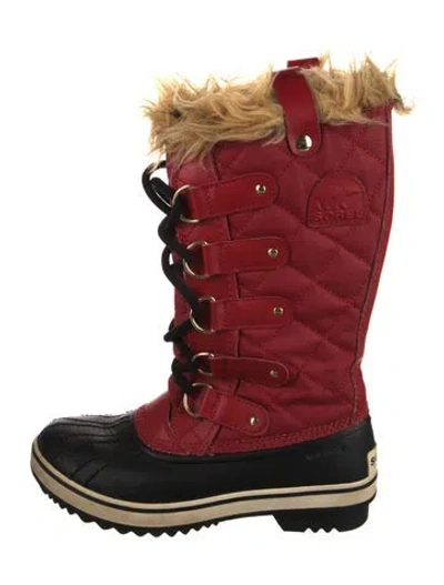 Pre-owned Sorel Colorblock Pattern Lace-up Boots In Red