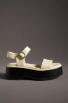 Sorel Dayspring Ankle Strap Flatform Sandals In Honey White