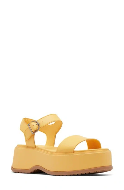 Sorel Dayspring Ankle Strap Flatform Sandals In Yellow