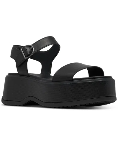 Sorel Dayspring Ankle-strap Platform Sandals In Black,black