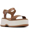 Sorel Dayspring Ankle Strap Platform Sandal In Velvet Tan,chalk