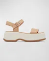 Sorel Dayspring Leather Ankle-strap Comfort Sandals In Honest Beige Chal