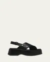 Sorel Dayspring Mixed Leather Crossover Comfort Sandals In Black,black