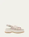 Sorel Dayspring Mixed Leather Crossover Comfort Sandals In Crushed Clay,chalk