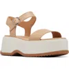 Sorel Dayspring Leather Ankle-strap Comfort Sandals In Honest Beige/chalk