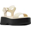 Sorel Dayspring Ankle-strap Platform Sandals In Honey White/black
