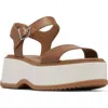Sorel Dayspring Platform Sandal In Velvet Tan/chalk