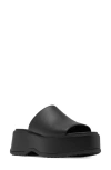 Sorel Dayspring Womens Leather Wedge Slide Sandals In Black/ Black
