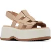Sorel Dayspring Slingback Platform Sandal In Honest Beige/chalk