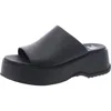 Sorel Dayspring Womens Leather Wedge Slide Sandals In Black