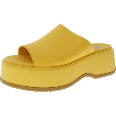 Sorel Dayspring Womens Leather Wedge Slide Sandals In Yellow