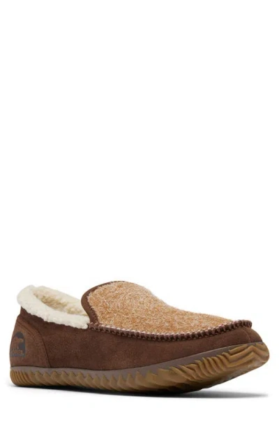 Sorel Dude Moc™ Faux Fur Lined Slipper In Elk/natural