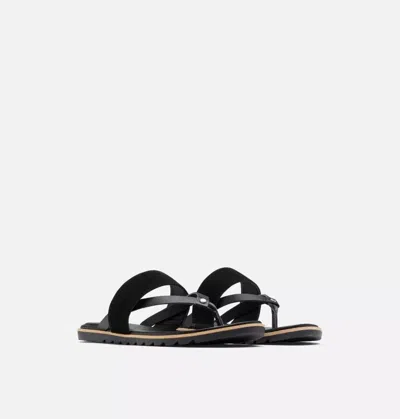 Sorel Ella Ii 2022391-010 Sandals Women's 10 Black Round Toe Flip Flop Zpo3601
