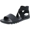 Sorel Ella Ii Womens Leather Flat Ankle Strap In Black