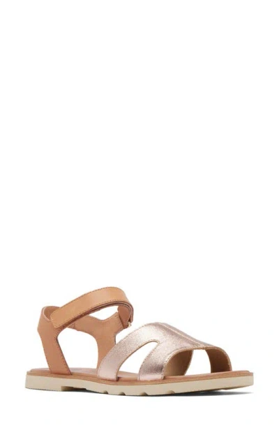 Sorel Ella Iii Ankle Strap Sandal In Honest Beige/honey White