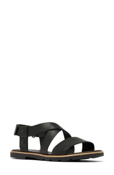 Sorel Ella Iii Crisscross Sandal In Black/black