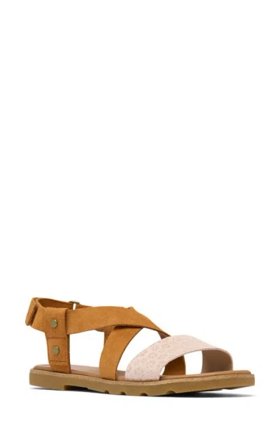 Sorel Ella Iii Crisscross Sandal In Pearlescent/canyon Gold