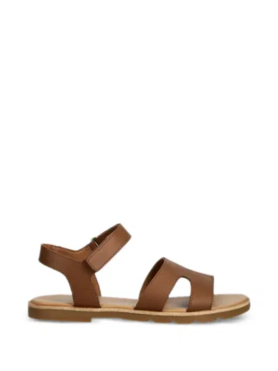 Sorel Ella Iii Leather Flat Sandals In Brown