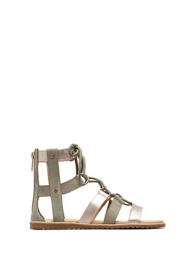 Sorel Ella Lace Up Casual Sandals In Sage In Multi