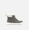 Sorel Explorer Next Faux Shearling Waterproof Bootie In Gray