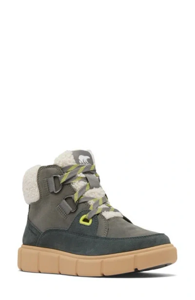 Sorel Explorer Iii Joan Nw Waterproof Boot In Quarry/sea Salt