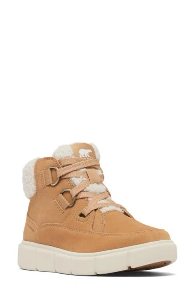 Sorel Explorer Iii Joan Nw Waterproof Boot In Tawny Buff/sea Salt