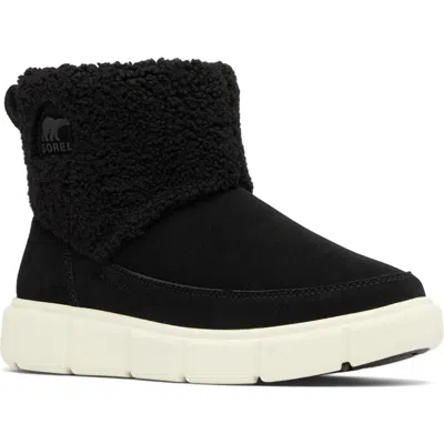 Sorel Explorer Iii Joan Waterproof Slip-on Cozy Boot In Black/chalk