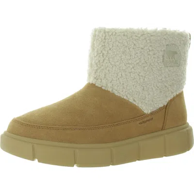 Sorel Explorer Iii Slip On Cozy Wp Womens Faux Fur Lined Leather Winter & Snow Boots In Brown