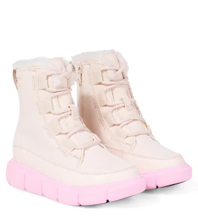 Sorel Kids'  Explorer Leather Boots In Sand
