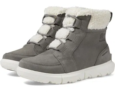 Sorel Explorer Next Carnival Women's 8 Quarry Sea Salt Suede Snow Boots Khd1606