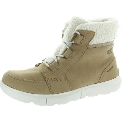 Sorel Explorer Next Carnival Womens Suede Faux Fur Winter & Snow Boots In Beige