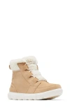 Sorel Explorer Next Faux Shearling Waterproof Bootie In Canoe/sea Salt
