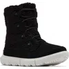 Sorel Explorer Next Joan Faux Shearling Bootie In Black/moonstone