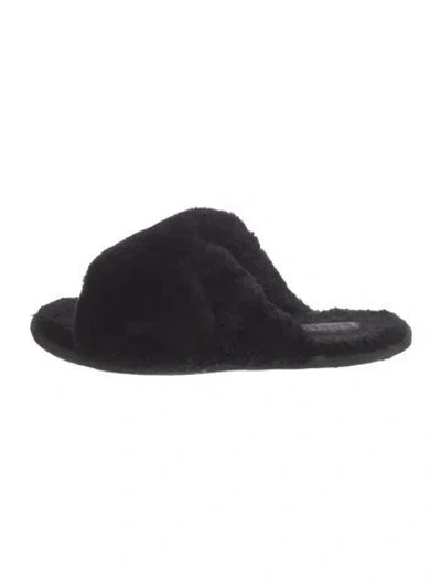 Pre-owned Sorel Faux Fur Slides In Black